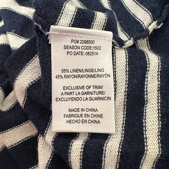 Splendid Linen Blend Lightweight Sweater Women's Size XS Navy Blue White Stripe - Picture 4 of 7